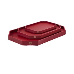 Baccarat, Octogone trays and coasters, Tray large, red
