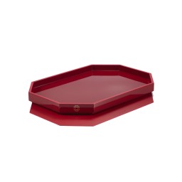 Baccarat, Octogone trays and coasters, Tray medium, red