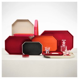 Baccarat, Octogone trays and coasters, Tray small, black