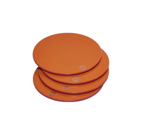 Baccarat, Octogone trays and coasters, Coaster set of 4, orange