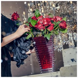 Baccarat, Eye vases, Rectangular vase large, red