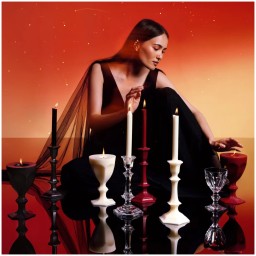 Baccarat, Harcourt candles, Candlestick candle, red