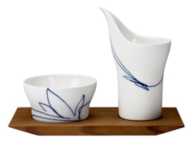 Hering Berlin, Granat, Set of 2 breakfast-/antipasti dishes on tray