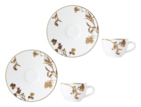 Bernardaud, Vegetal Gold, Set of 2 moka cups and saucers