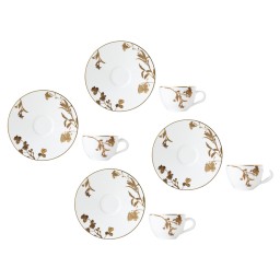Bernardaud, Vegetal Gold, Set of 4 moka cups and saucers