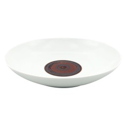 Jaune de Chrome, Tellure, Flat round dish, white