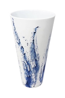 Jaune de Chrome, Blue impression, Cone vase, medium