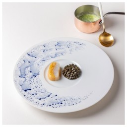 Jaune de Chrome, Blue impression, Dessert plate, 2011