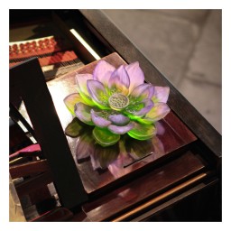 Daum, Jardin de Lotus, Decorative flower, green pink