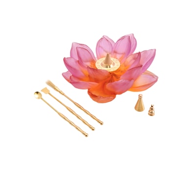Daum, Jardin de Lotus, Incense holder, amber pink