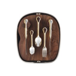 Christofle, Carrousel, silver plated, 24-piece flatware set with shell, partially gilded