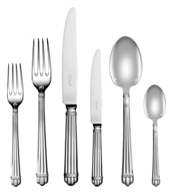 Christofle, Aria cutlery, silver plated, Flatware set for 12 people (110 pieces) with chest