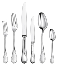 Christofle, Marly, silver plated, Flatware set for 12 people (110 pieces) with chest