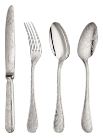Christofle, Jardin d'Eden, silver plated, Flatware set for 12 people (110 pieces) with chest