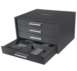 Christofle, Jardin d'Eden, silver plated, Flatware set for 12 people (110 pieces) with chest