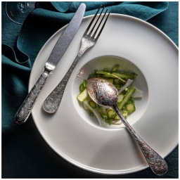 Christofle, Jardin d'Eden, silver plated, Flatware set for 12 people (110 pieces) with chest