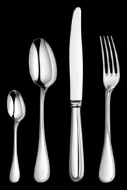 Christofle, Perles cutlery, silver plated, Flatware set for 12 people (75 pieces) with chest