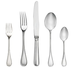 Christofle, Albi cutlery, silver plated, Flatware set for 12 people (75 pieces) with chest