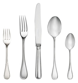 Christofle, Albi cutlery, silver plated, Flatware set for 12 people (75 pieces) with chest