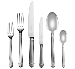 Christofle, Aria cutlery, silver plated, Flatware set for 12 people (75 pieces) with chest
