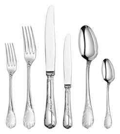 Christofle, Marly, silver plated, Flatware set for 12 people (75 pieces) with chest
