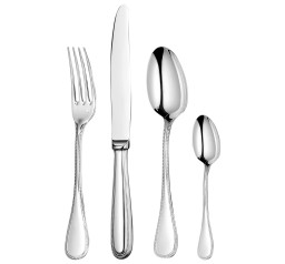 Christofle, Perles cutlery, stainless steel, Flatware set for 12 people (75 pieces) with chest