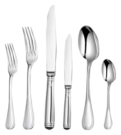 Christofle, Malmaison cutlery, silver plated, Flatware set for 6 people (36 pieces) with chest