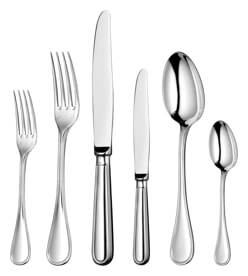 Christofle, Albi cutlery, silver plated, Flatware set for 6 people (36 pieces) with chest