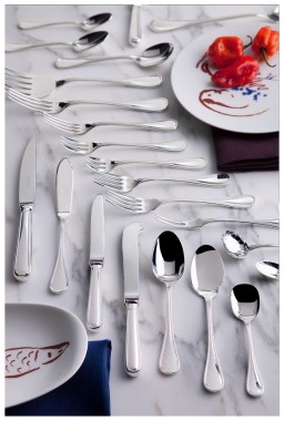 Christofle, Albi cutlery, silver plated, Flatware set for 6 people (36 pieces) with chest