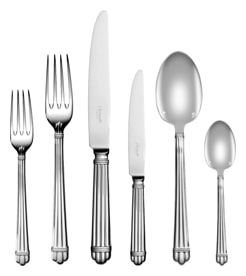Christofle, Aria cutlery, silver plated, Flatware set for 6 people (36 pieces) with chest