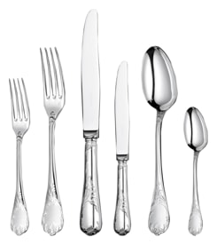 Christofle, Marly, silver plated, Flatware set for 6 people (36 pieces) with chest