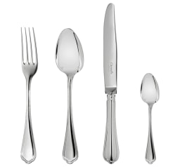 Christofle, Spatours, silver plated, Flatware set for 12 people (48 pieces) with chest