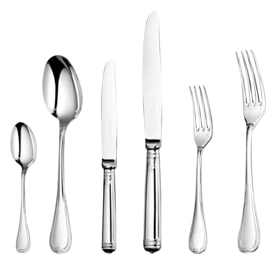 Christofle, Malmaison cutlery, silver plated, Flatware set for 12 people (48 pieces) with chest