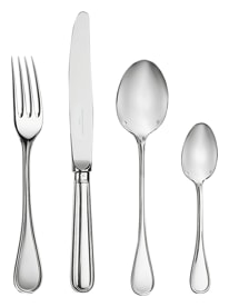 Christofle, Albi cutlery, silver plated, Flatware set for 12 people (48 pieces) with chest