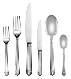 Christofle, Aria cutlery, silver plated, Flatware set for 12 people (48 pieces) with chest