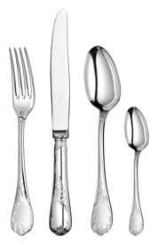 Christofle, Marly, silver plated, Flatware set for 12 people (48 pieces) with chest