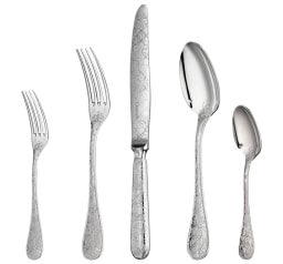 Christofle, Jardin d'Eden, silver plated, Flatware set for 12 people (48 pieces) with chest