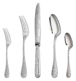 Christofle, Jardin d'Eden, silver plated, Flatware set for 12 people (48 pieces) with chest