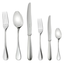 Christofle, Perles cutlery, silver plated, Flatware set for 12 people (110 pieces) with chest