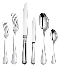 Christofle, Malmaison cutlery, silver plated, Flatware set for 12 people (110 pieces) with chest