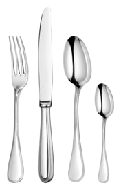 Christofle, Perles cutlery, stainless steel, Flatware set for 12 people (48 pieces) with chest