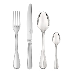 Christofle, Albi Acier cutlery, stainless steel, Flatware set for 12 people (75 pieces) with chest