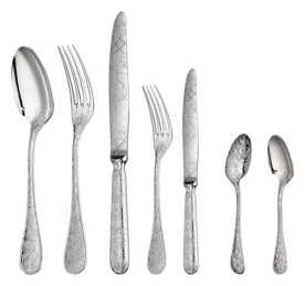 Christofle, Jardin d'Eden, silver plated, Flatware set for 6 people (36 pieces) with chest