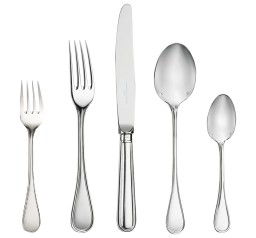 Christofle, Albi cutlery, sterling silver, Flatware set for 6 people (36 pieces) with chest