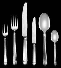 Christofle, Aria cutlery, sterling silver, Flatware set for 6 people (36 pieces) with chest