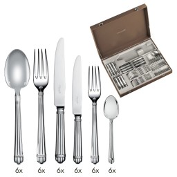 Christofle, Aria cutlery, sterling silver, Flatware set for 6 people (36 pieces) with chest