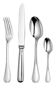 Christofle, Malmaison cutlery, silver plated, Flatware set for 6 people (24 pieces) with chest