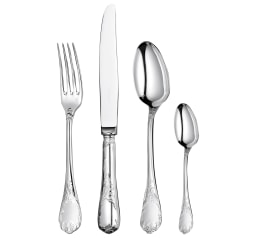 Christofle, Marly, silver plated, Flatware set for 6 people (24 pieces) with chest