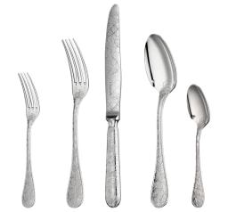 Christofle, Jardin d'Eden, silver plated, Flatware set for 6 people (24 pieces) with chest