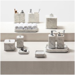 Giobagnara, Polo Arabescato White Marble Bathroom Set, Soap dispenser